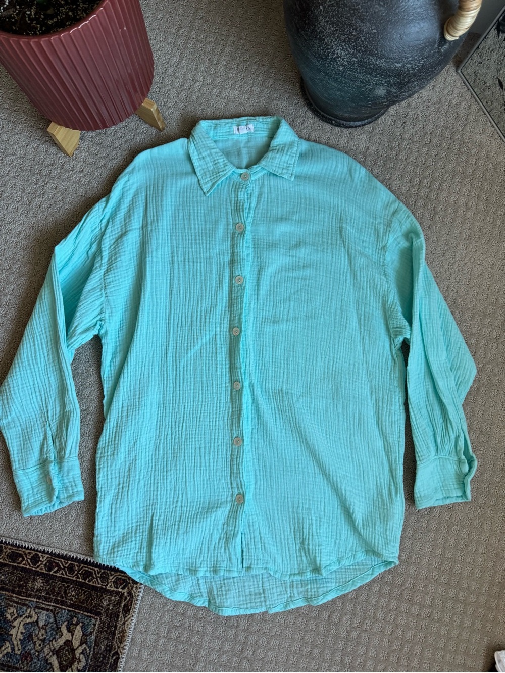 Vitamin A Turquoise Blue Cover Up Dress / Shirt - M